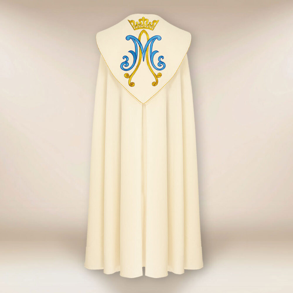 Piviale ricamato ecru mariano