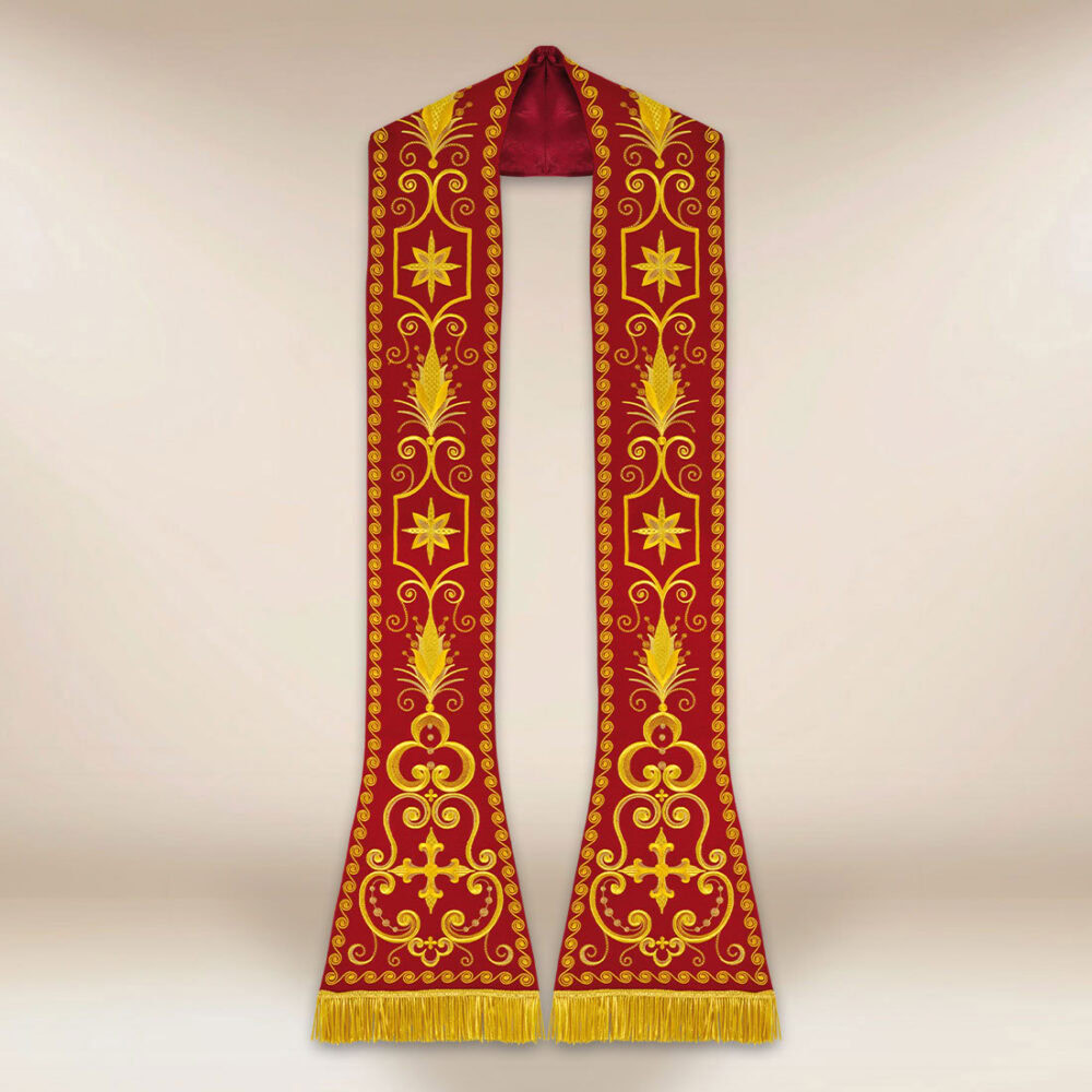 Stola ricamata romana rossa