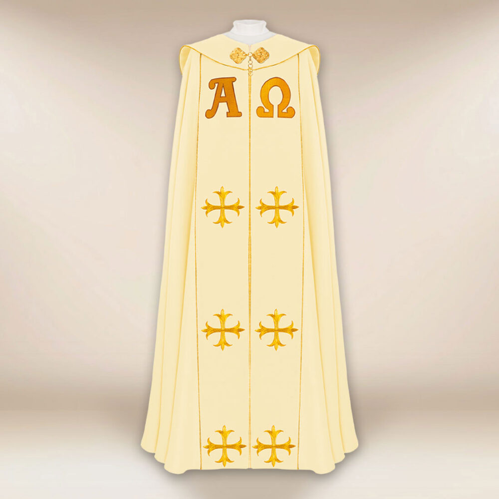 Piviale liturgico ecru Alfa Omega PX