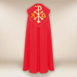 Piviale ricamato rosso Alfa Omega PX