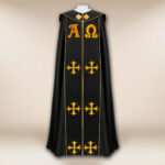 Piviale liturgico nero Alfa Omega PX