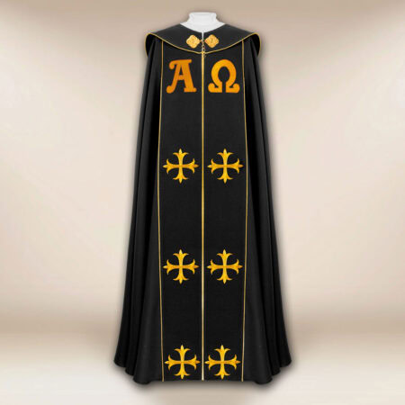 Piviale liturgico nero Alfa Omega PX