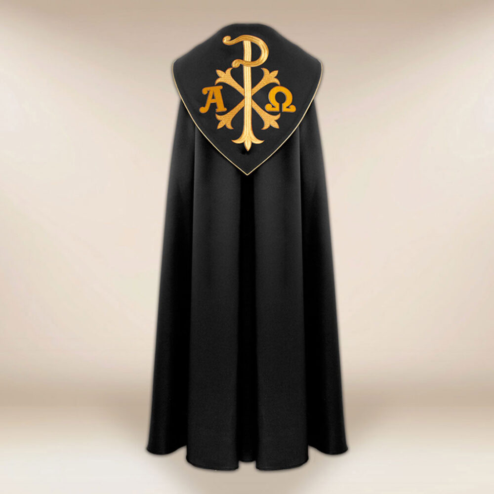 Piviale liturgico nero Alfa Omega PX