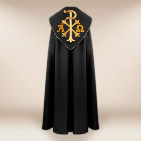 Piviale liturgico nero Alfa Omega PX