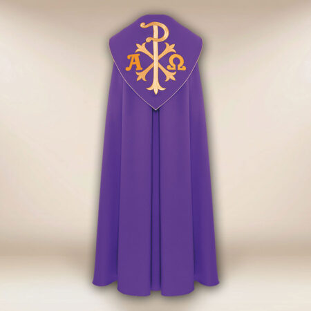 Piviale ricamato viola Alfa Omega PX