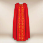 Piviale liturgico ricamato rosso IHS