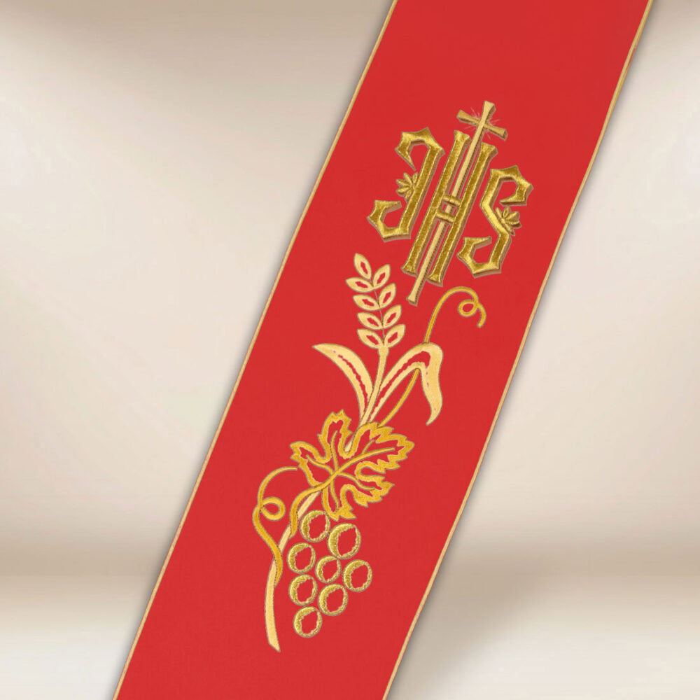 Stola ricamata per diaconi rossa