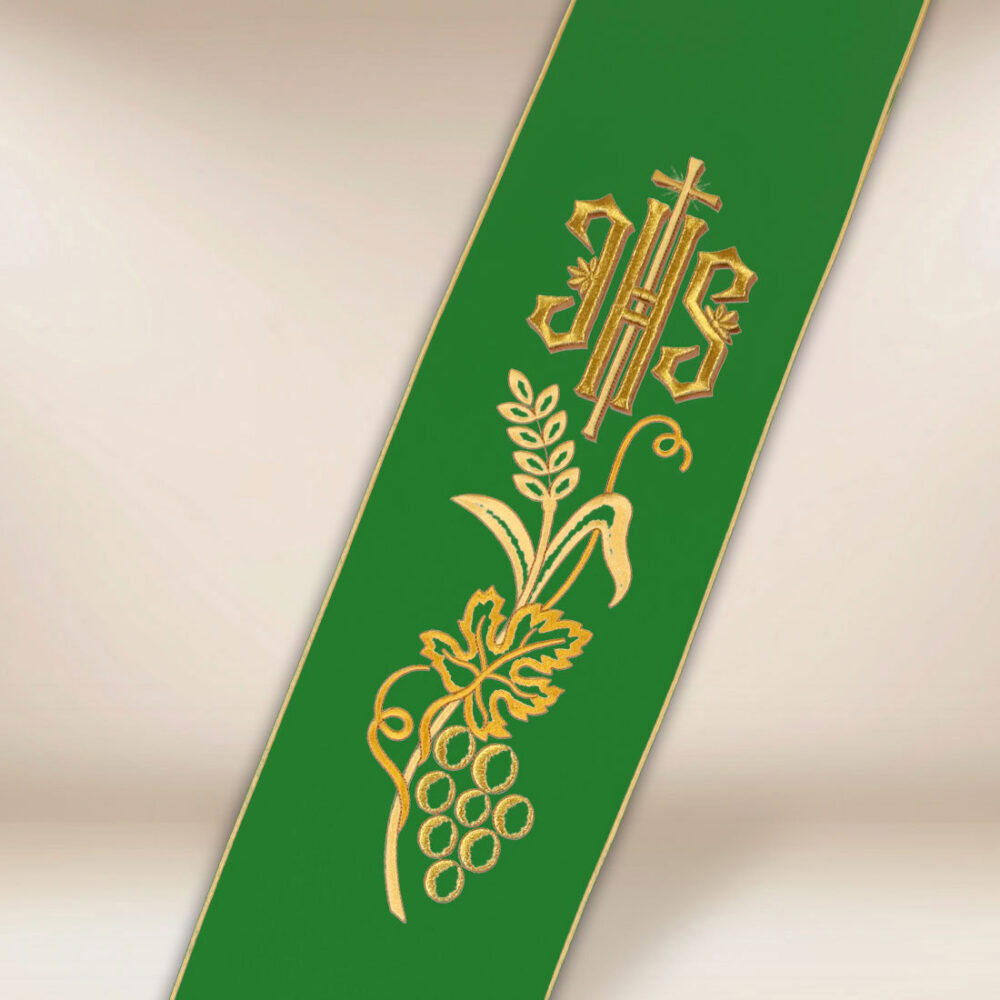 Stola ricamata per diaconi verde