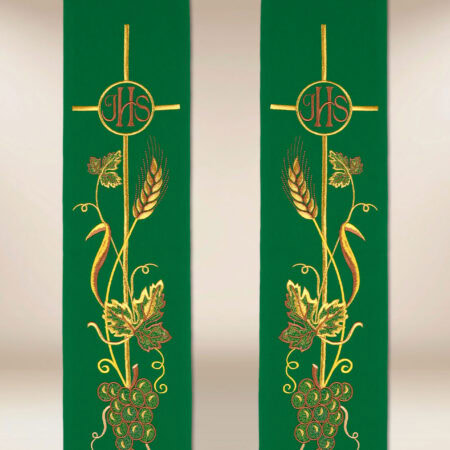 Stola ricamata verde IHS Spighe e Grappoli