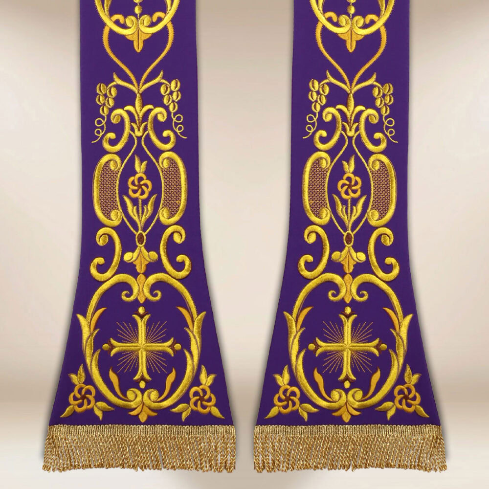 stola liturgica ricamata con croce