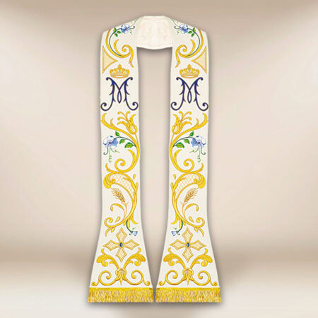 stola liturgica ricamata romana Mariana