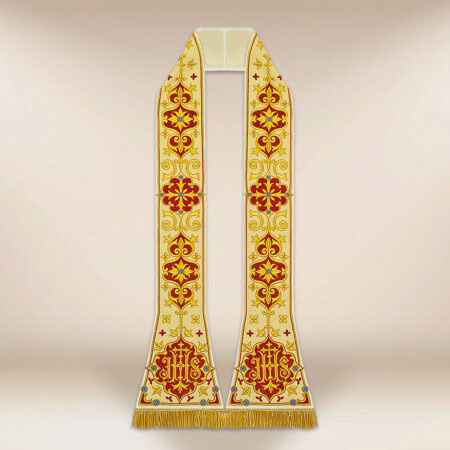Stola romana ricamata con simbolo IHS