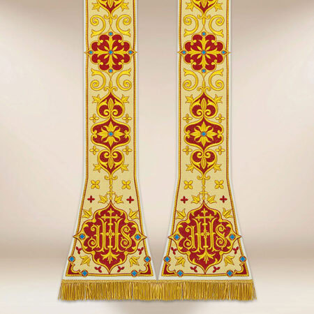 Stola romana ricamata con simbolo IHS