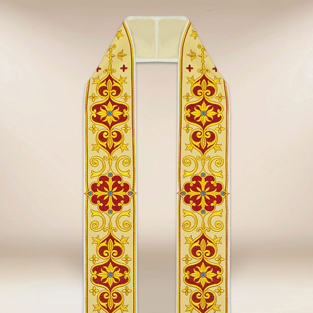 Stola romana ricamata con simbolo IHS
