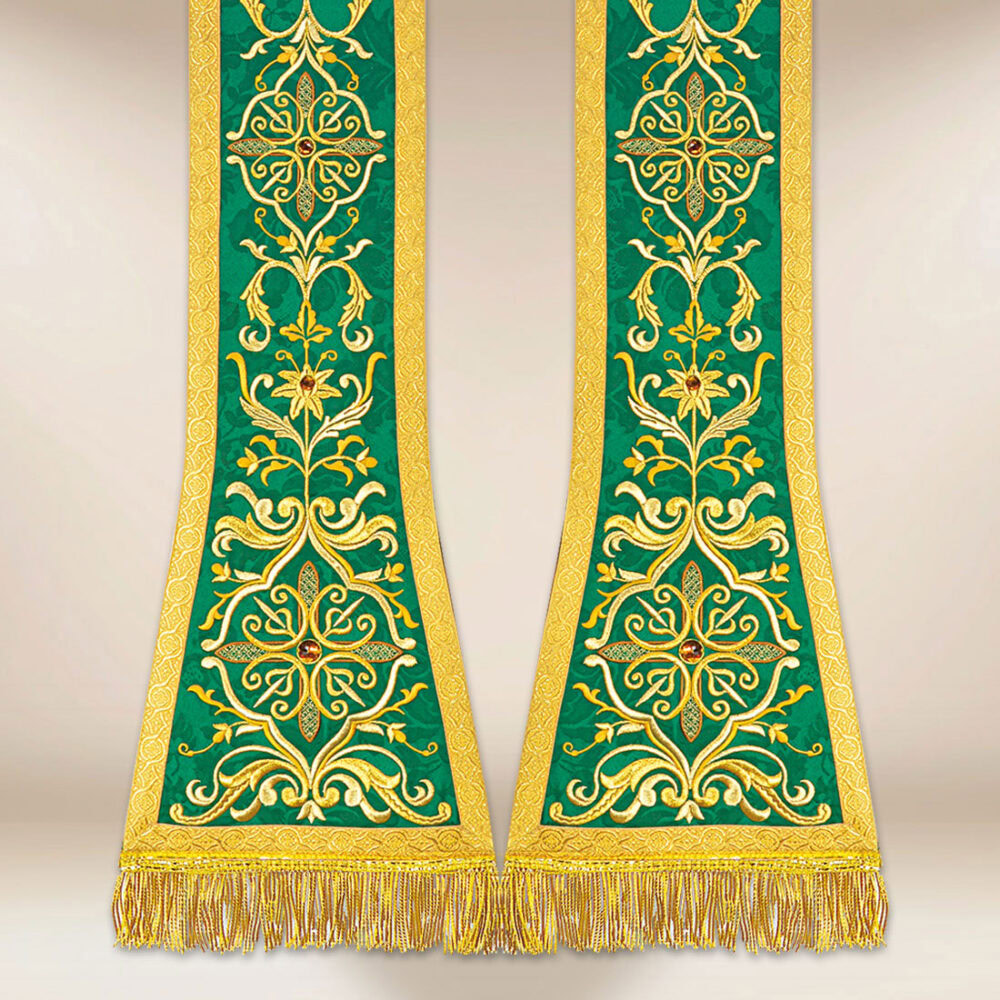 Stola romana ricamata verde