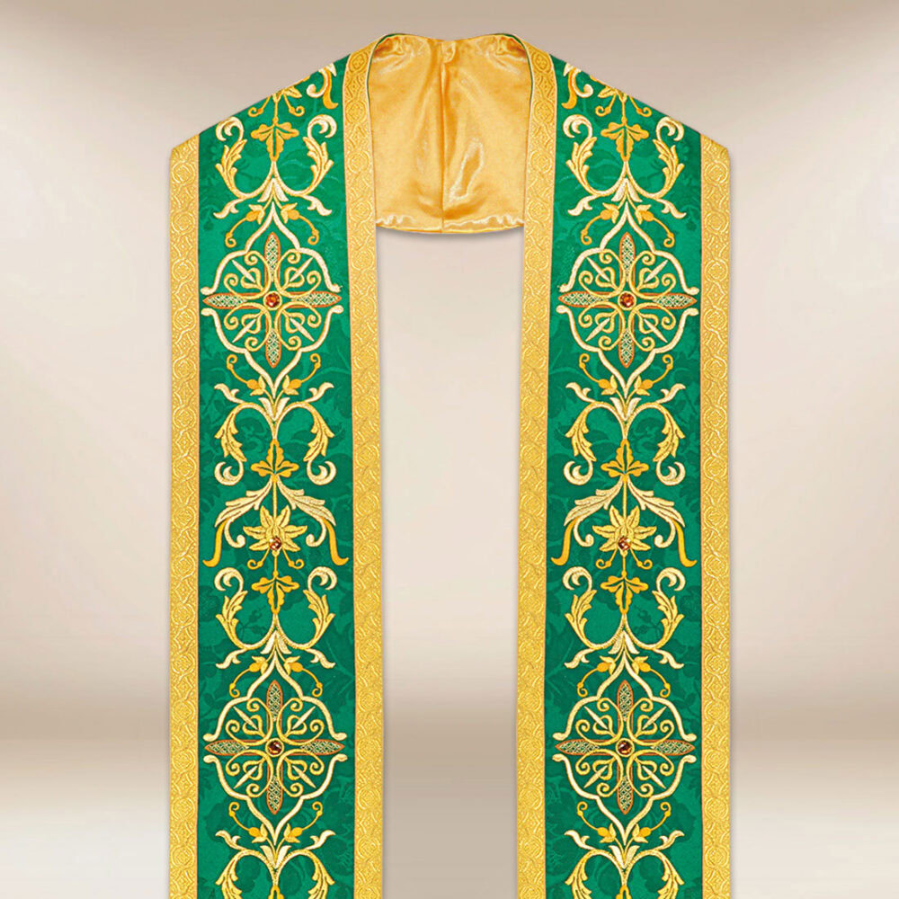 Stola romana ricamata verde