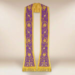 Stola liturgica ricamata romana viola