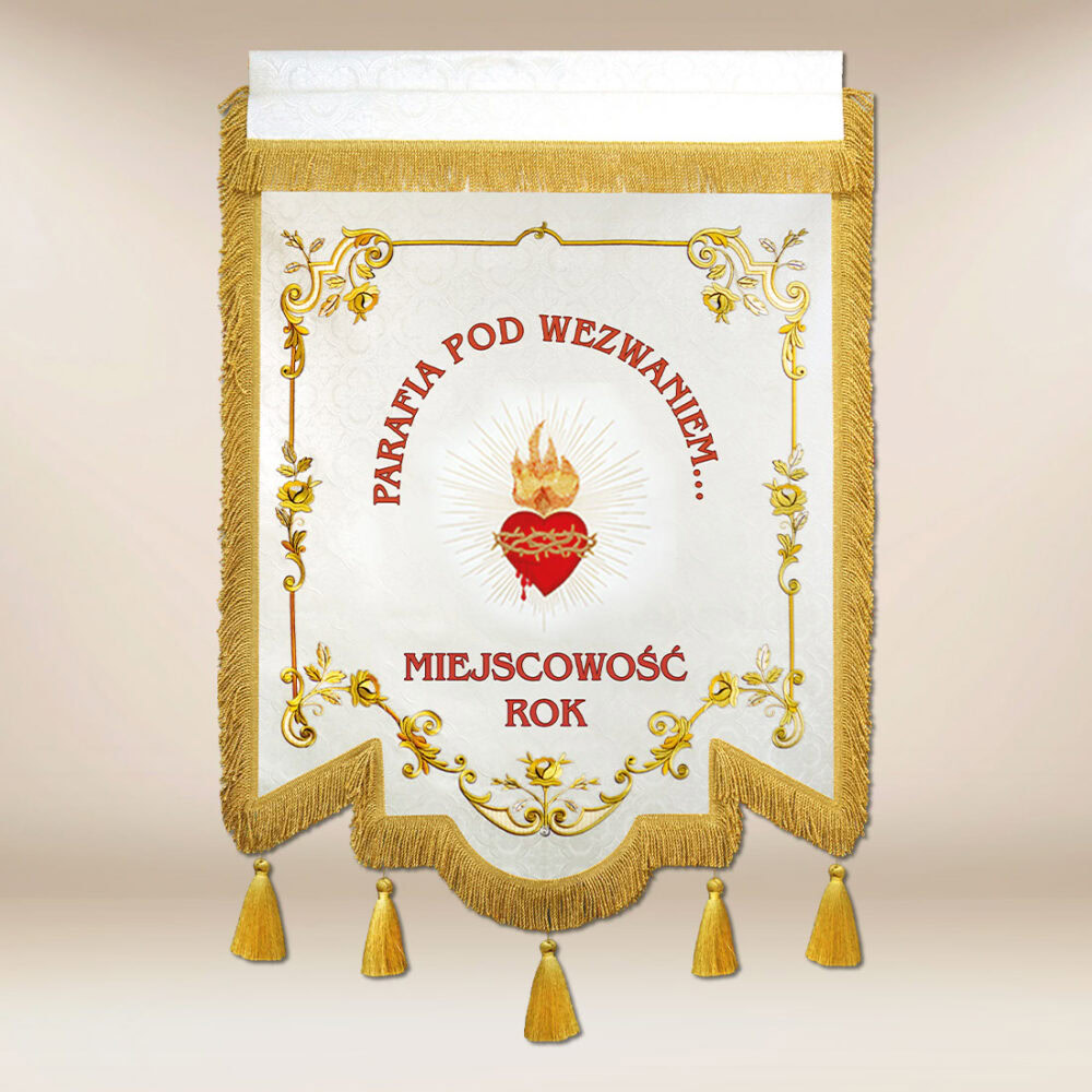 Chorągiew haftowana z wizerunkiem haftowanym
