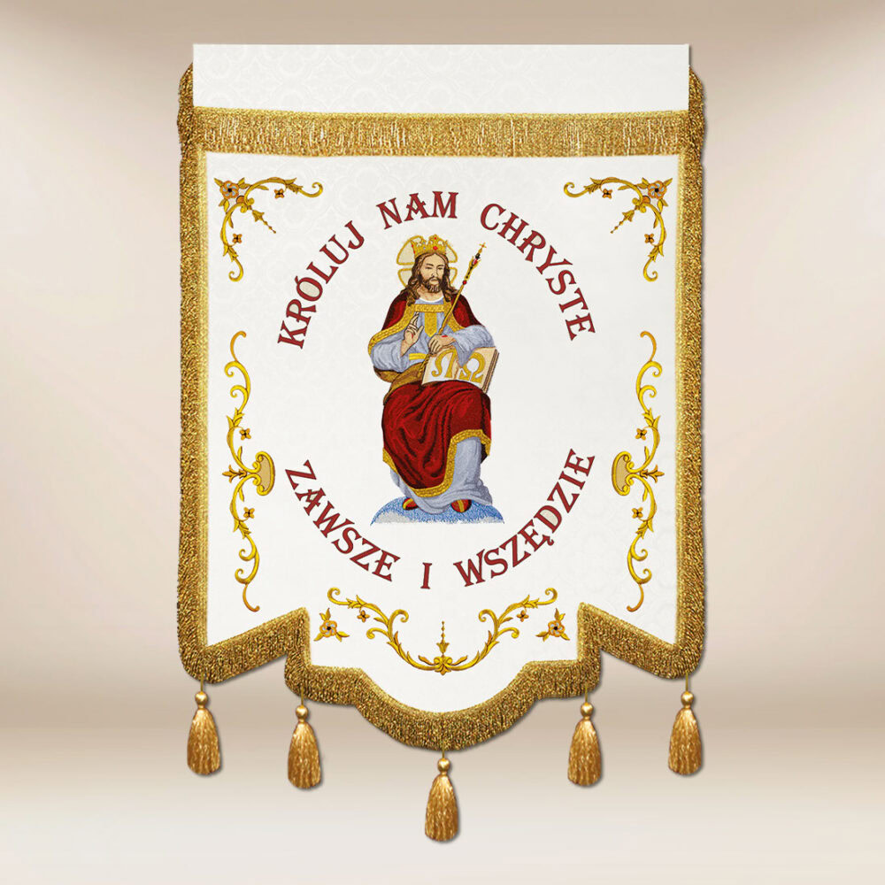 Chorągiew haftowana z wizerunkiem Jezus Chrystus
