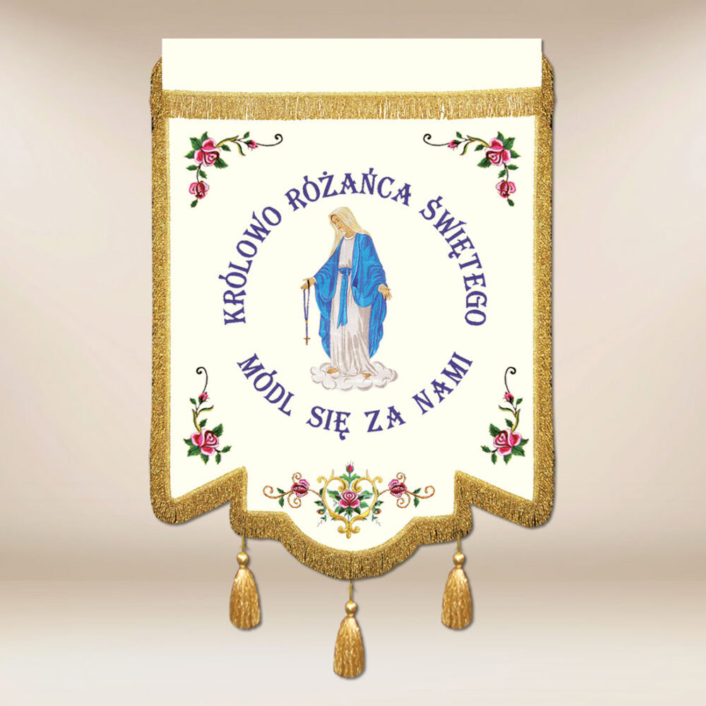 Bandiera ricamata Regina del Rosario