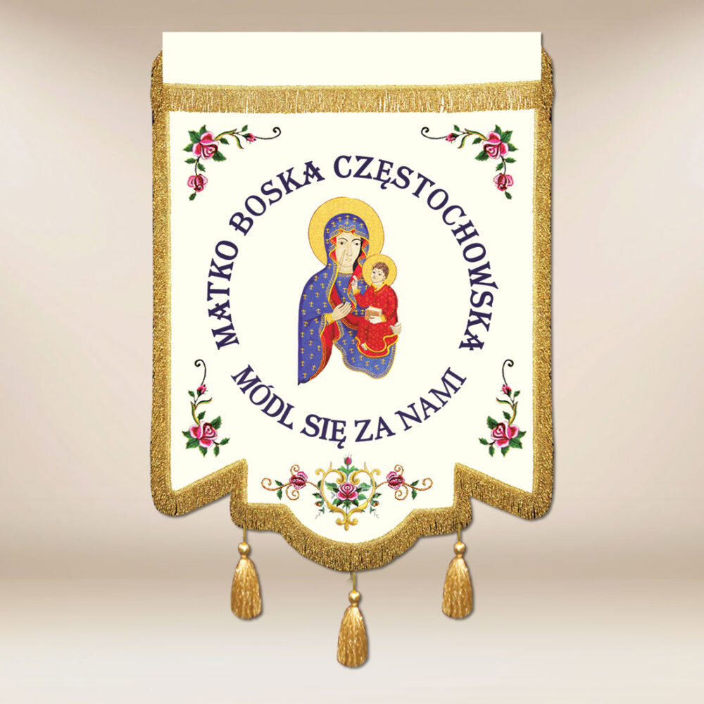 Bandiera ricamata Madonna di Częstochowa
