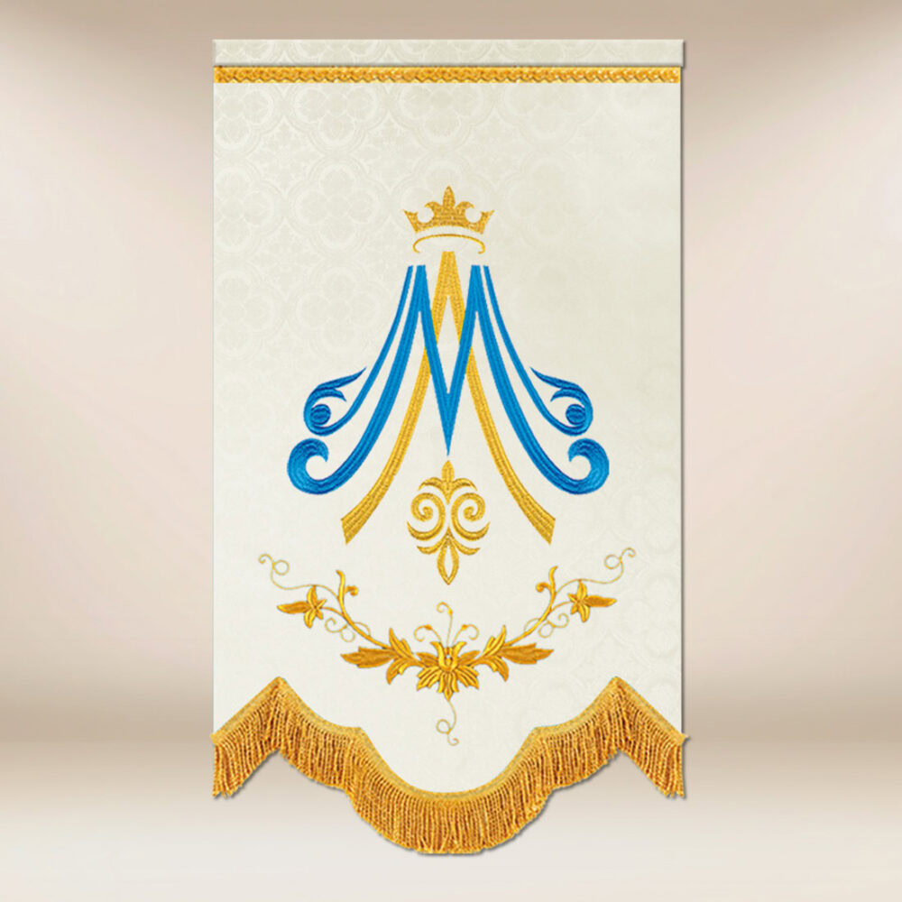Mini bandiera con l'immagine della Madonna del Rosario