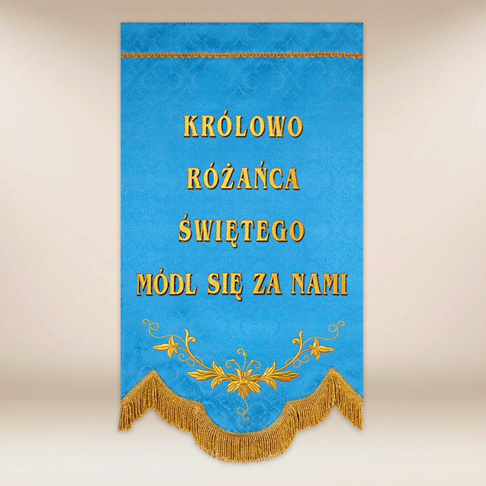 Mini bandiera con l'immagine Matka Boża Różańcowa