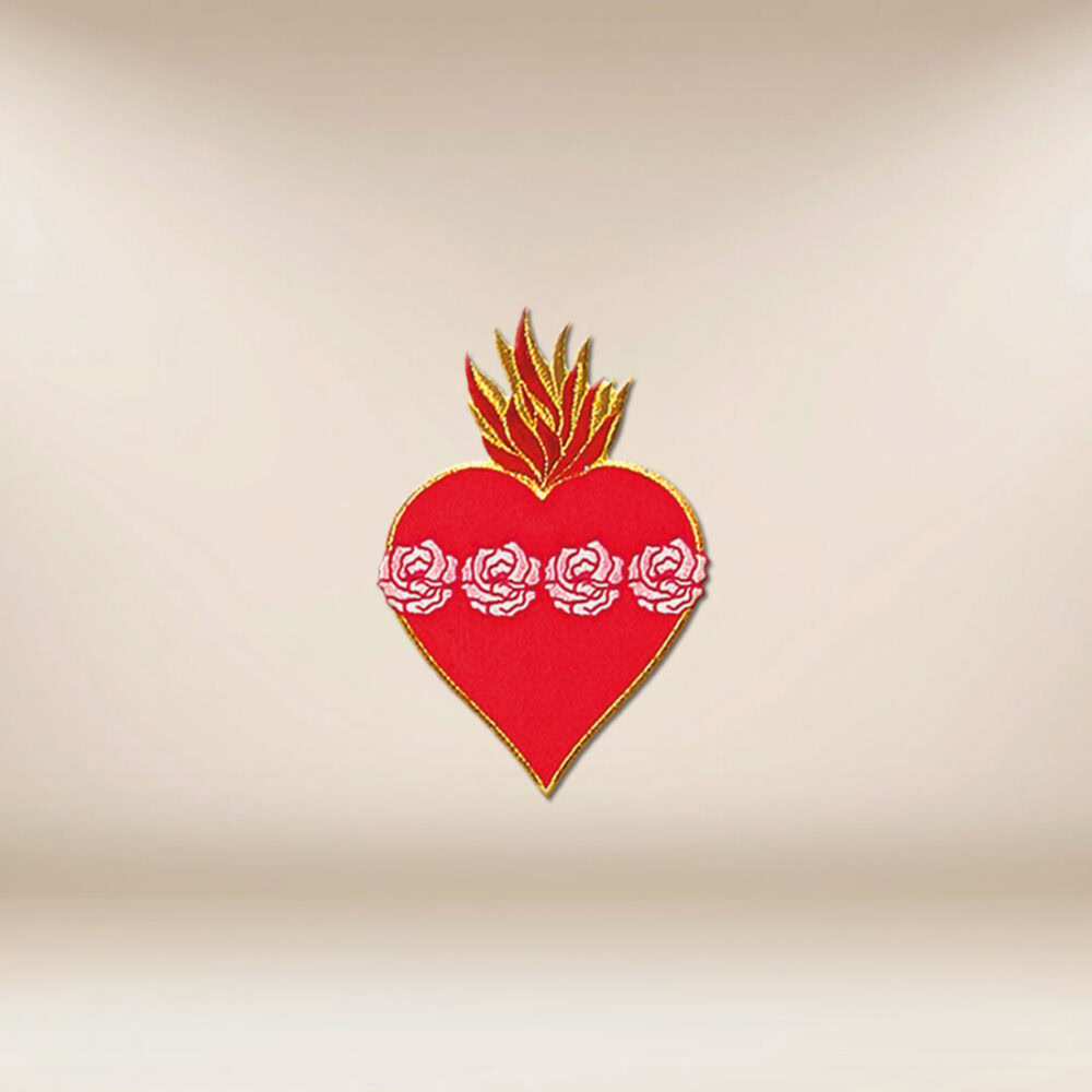 Applicazione ricamata “Cuore con rose”