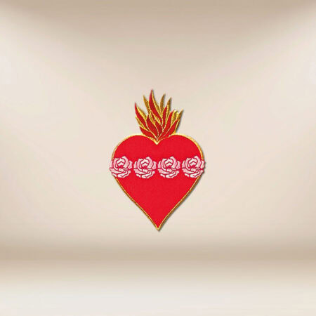 Applicazione ricamata “Cuore con rose”