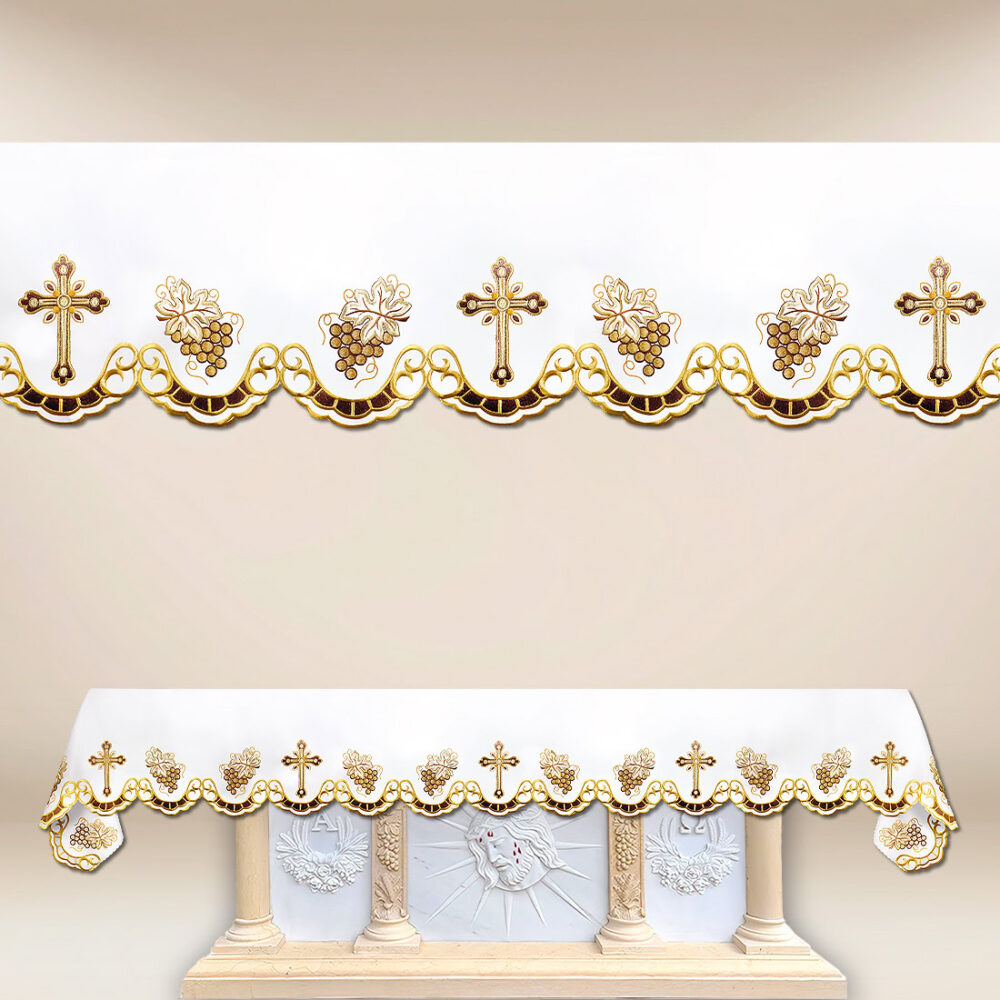 Tovaglia ricamata con ricamo dorato