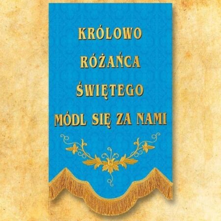 Mini bandiera con l'immagine Matka Boża Różańcowa