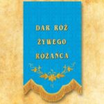 Mini bandiera con l'immagine della Madre di Dio del Rosario