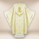 Casula liturgica mariana in colore ecru
