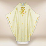 Casula liturgica mariana in colore ecru