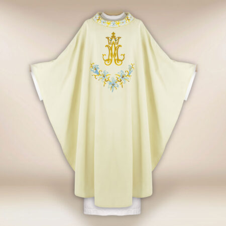 Casula liturgica con motivo mariano
