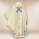 Casula liturgica mariana in colore ecru