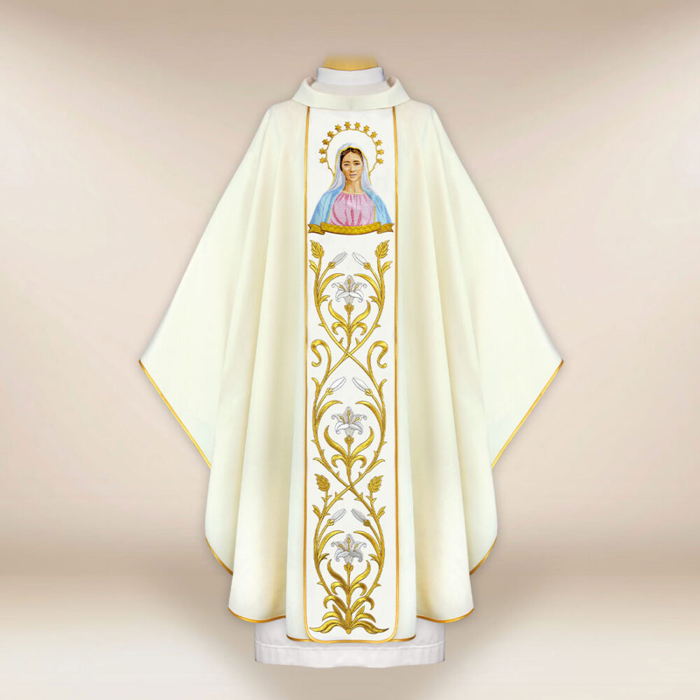 Casula ricamata Madonna di Medjugorie