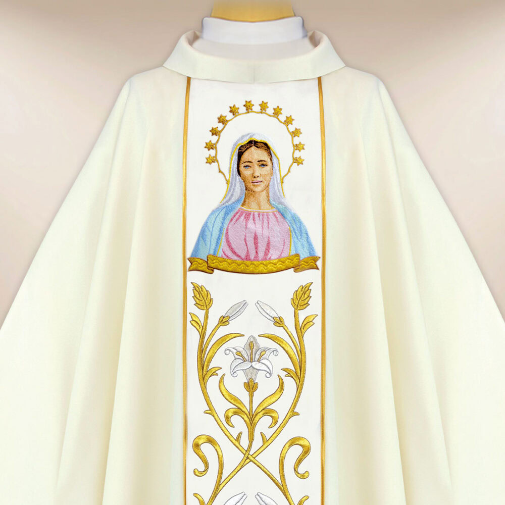 Casula ricamata Madonna di Medjugorie