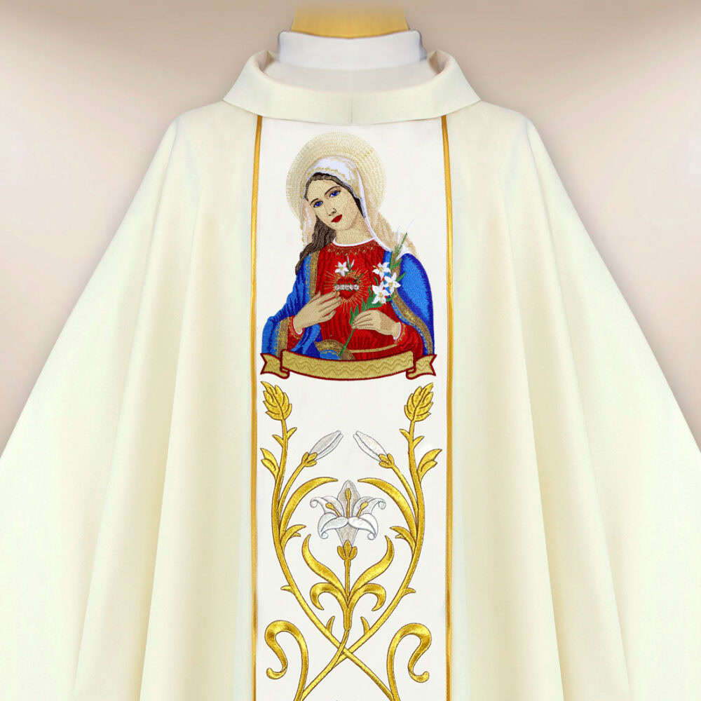 Casula ricamata Cuore di Maria