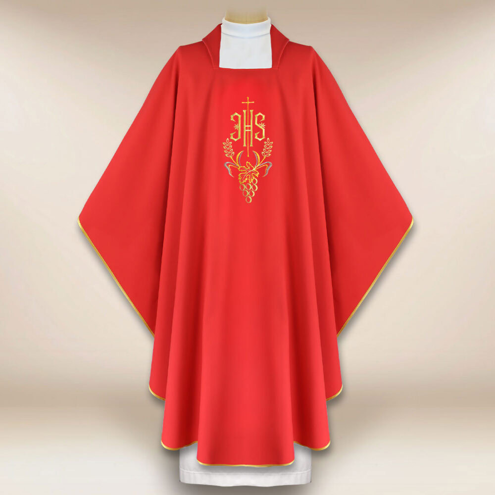 Casula ricamata IHS rossa