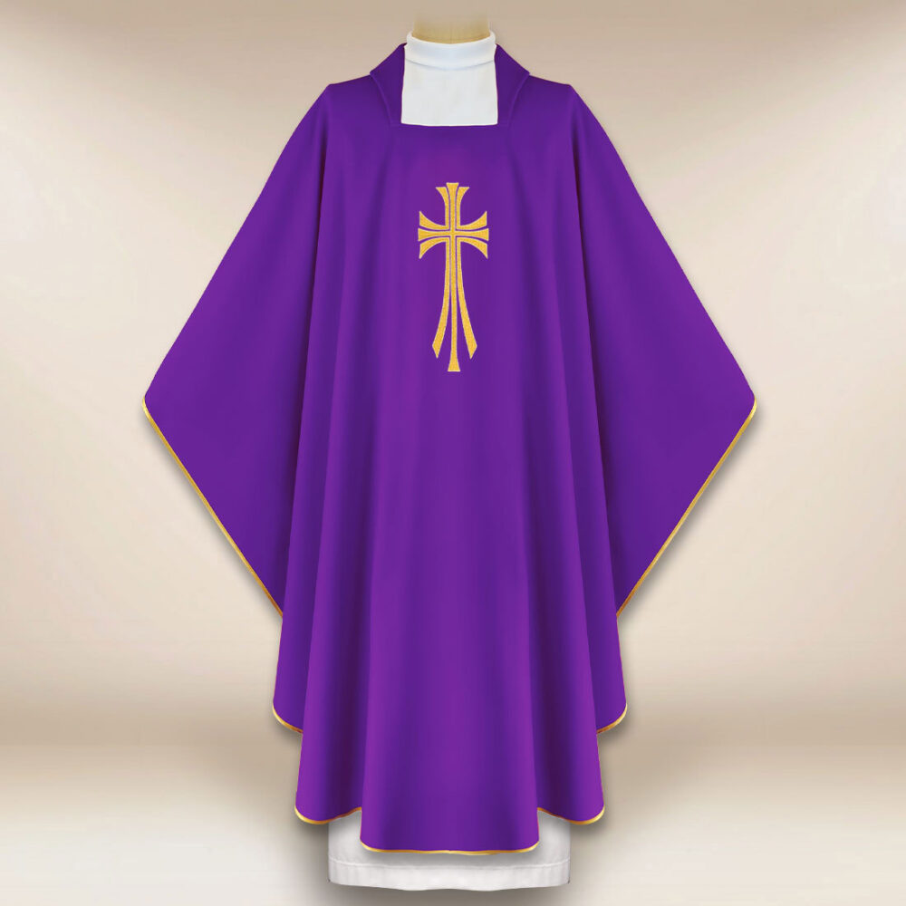 Casula ricamata Croce viola
