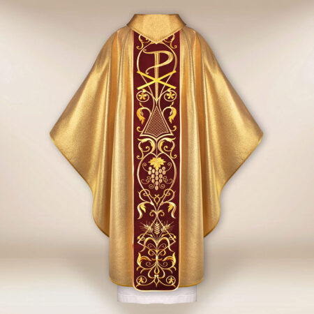 Casula con orphrey ricamato in peluche Agnello