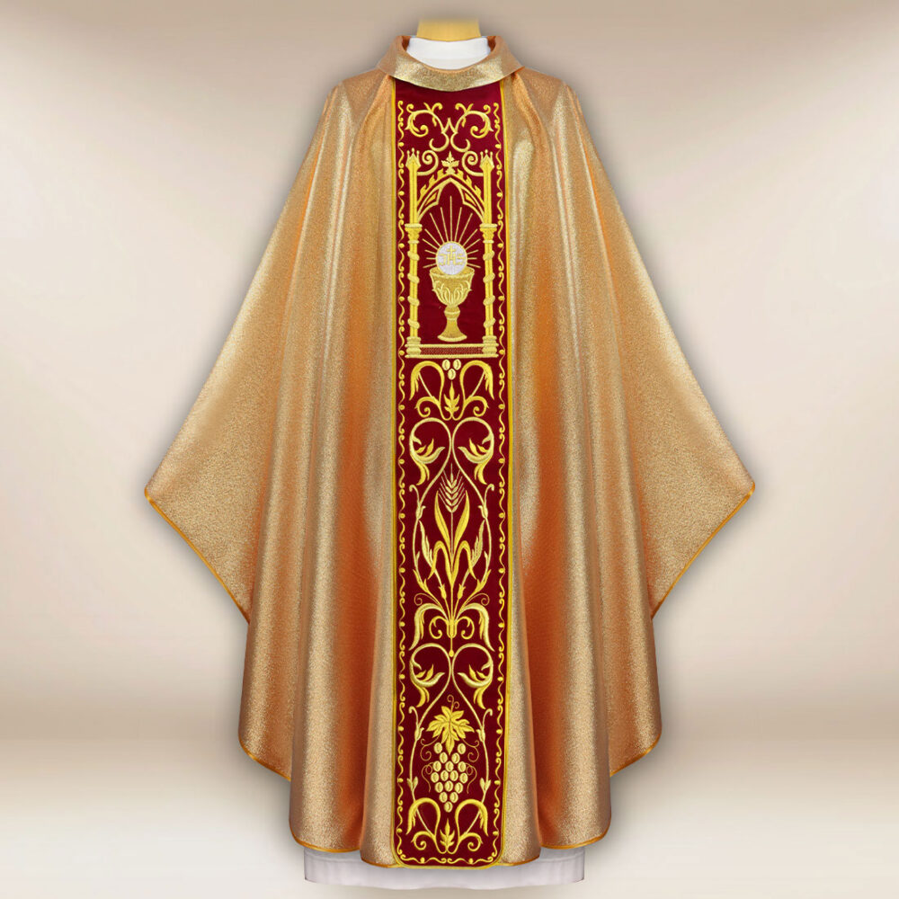 Ornat z haftowanym pasem pluszowym “Kielich”