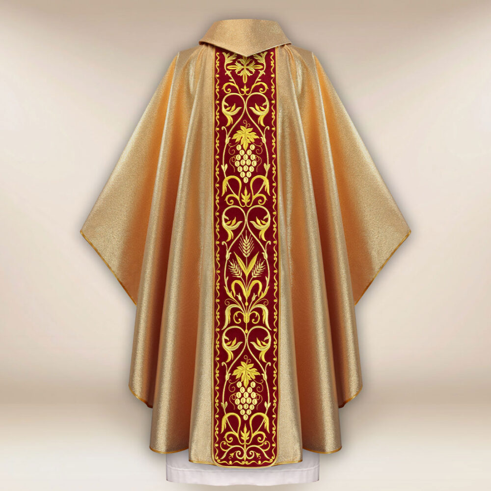 Ornat z haftowanym pasem pluszowym “Kielich”