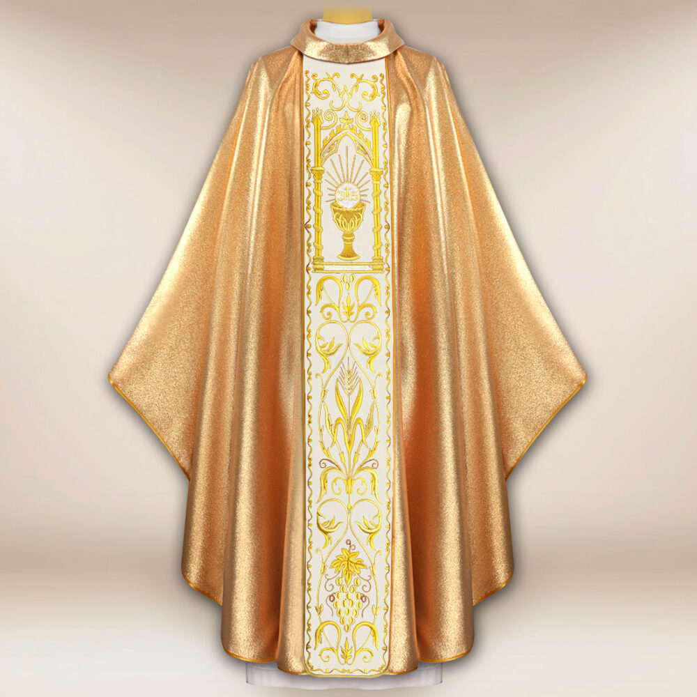 Ornat z haftowanym pasem pluszowym “Kielich”