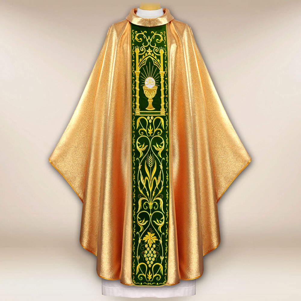 Ornat z haftowanym pasem pluszowym “Kielich”