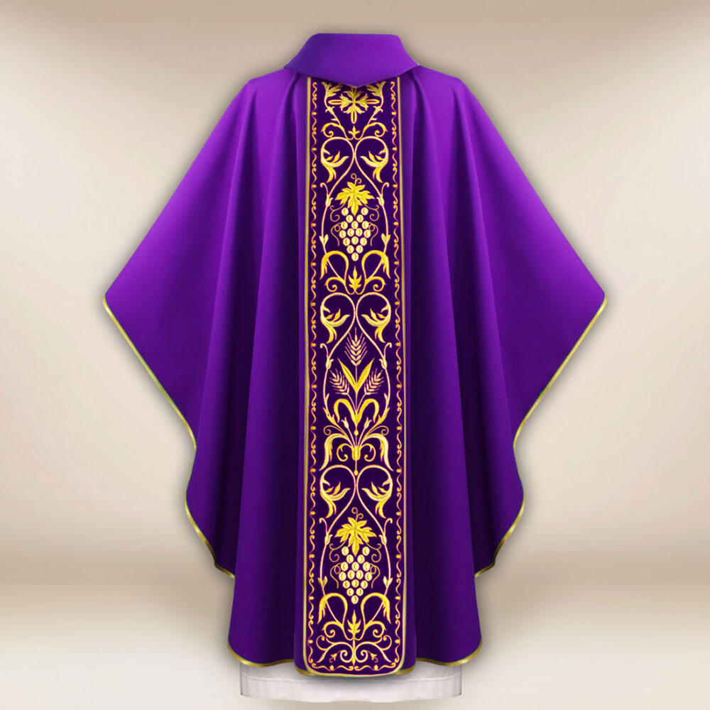 Ornat z haftowanym pasem pluszowym “Kielich”