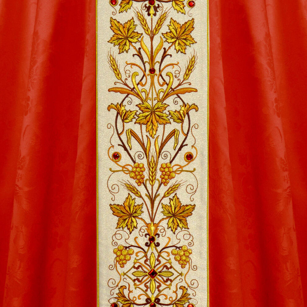 Casula ricamata rossa in jacquard