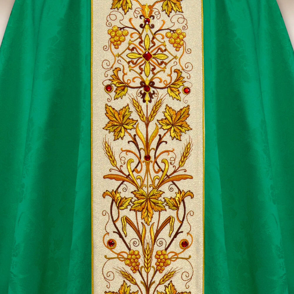 Casula ricamata verde jacquard