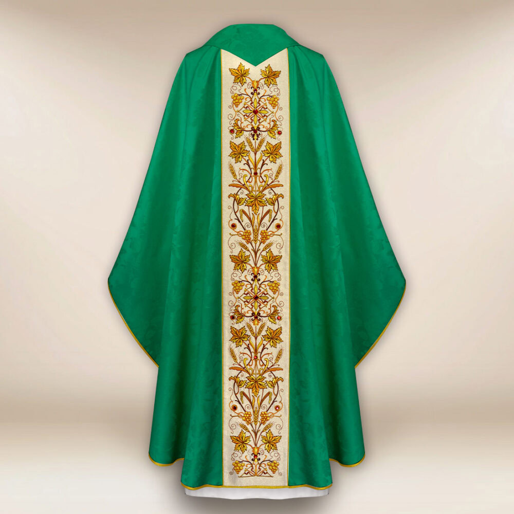 Casula ricamata verde jacquard